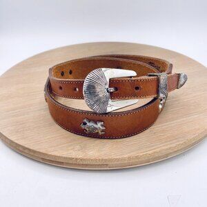 Vintage Silver Creek Conch Belt Womens 34 Brown Full Grain Leather Western USA